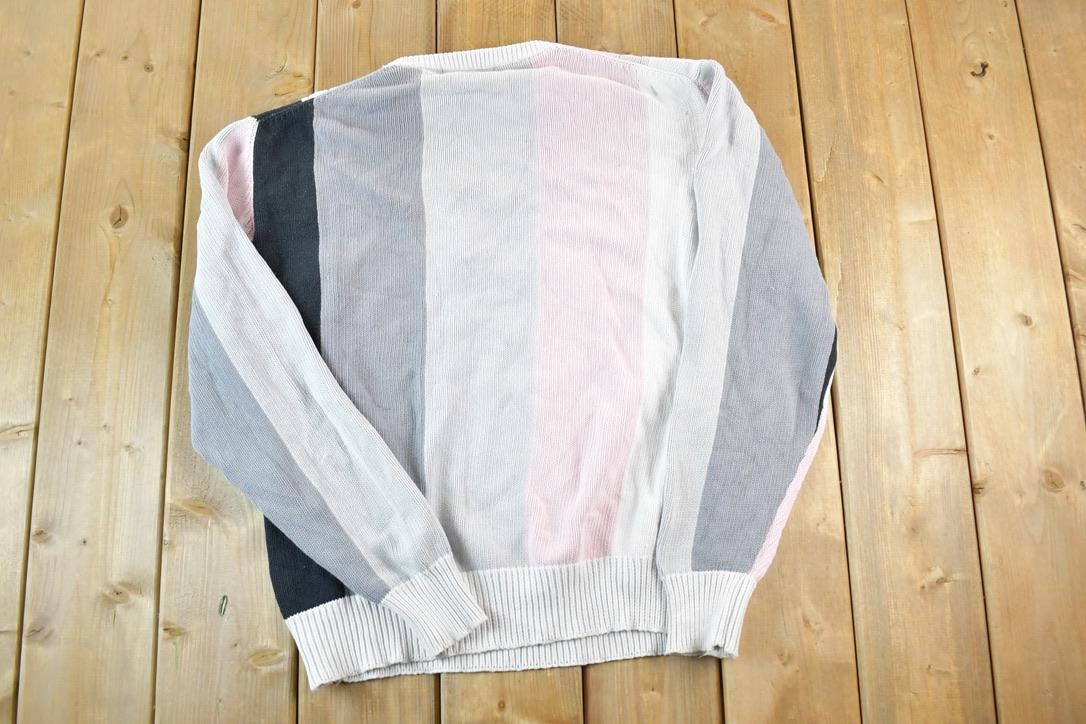 Vintage 1990s La Mode Knit Abstract Pattern Crewneck Sweater Mens Large