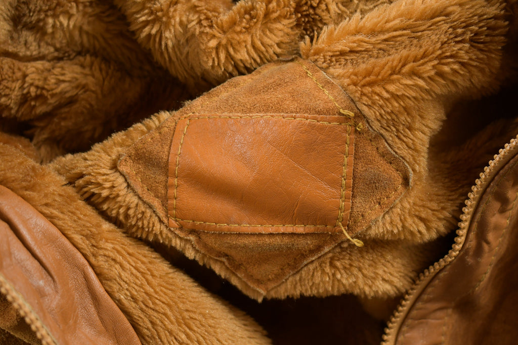 Vintage 1980s Sherpa Lined Suede Leather Jacket