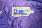 Vintage 1980s Minnesota Vikings Team NFL Football Chalk Line Satin Button Up Bomber Embroidered Puffer Jacket