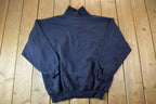 Vintage 1990s Oxford Knit Cotton Mix Quarter Button Mock Neck Sweatshirt