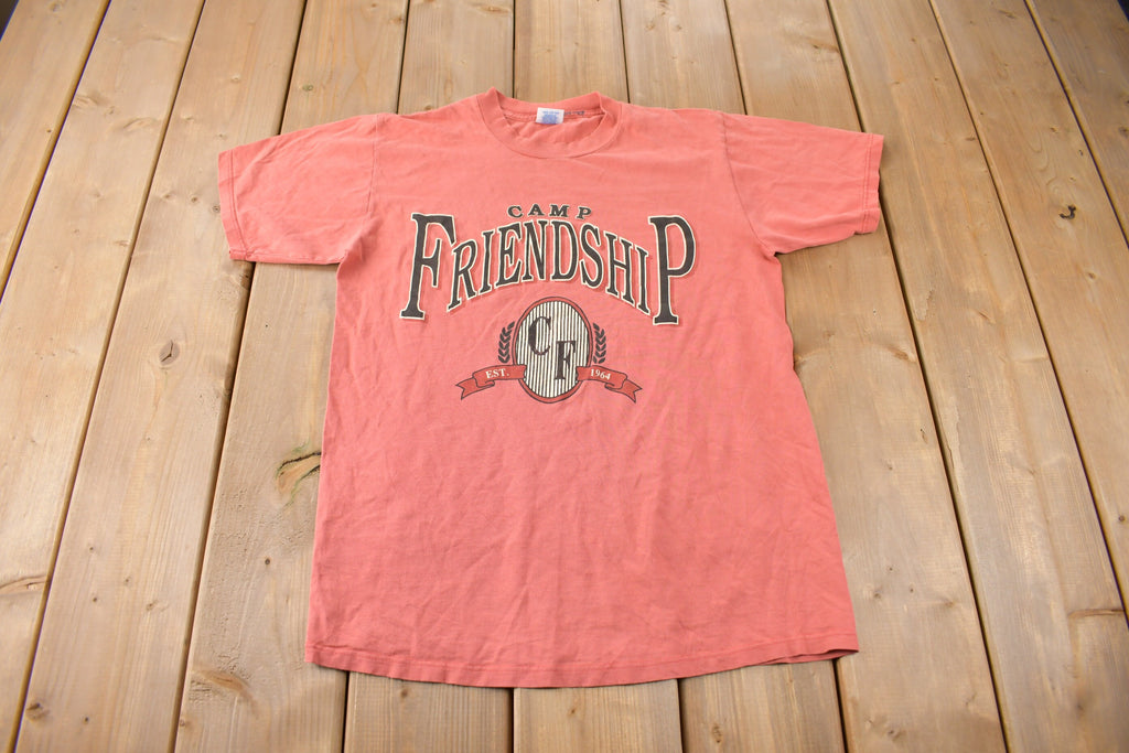 Vintage 1990s Camp Friendship Graphic T Shirt Made In USA Size M