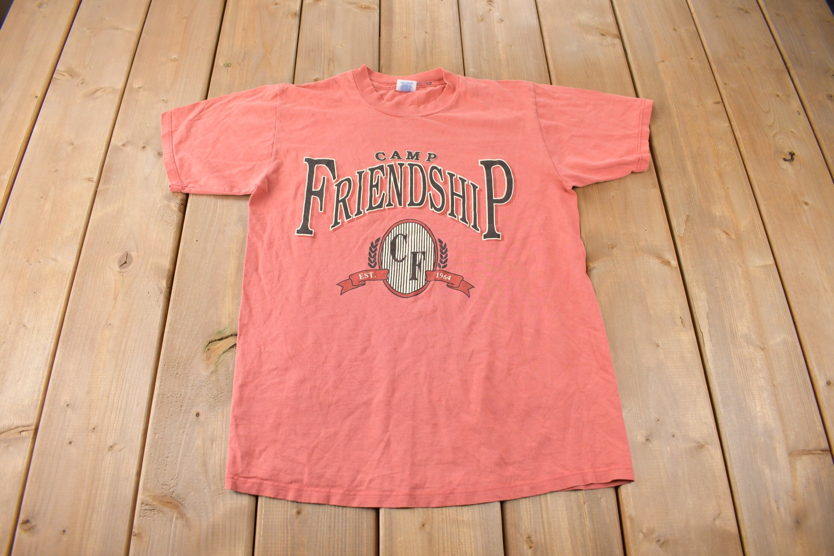 Vintage 1990s Camp Friendship Graphic T Shirt Made In USA Size M