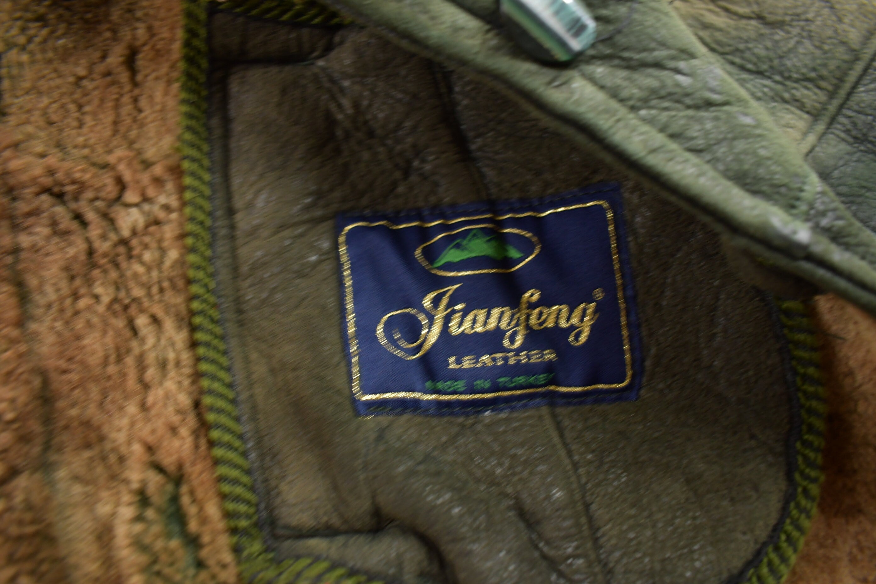 Vintage 1980s Green Shearling Leather Jacket