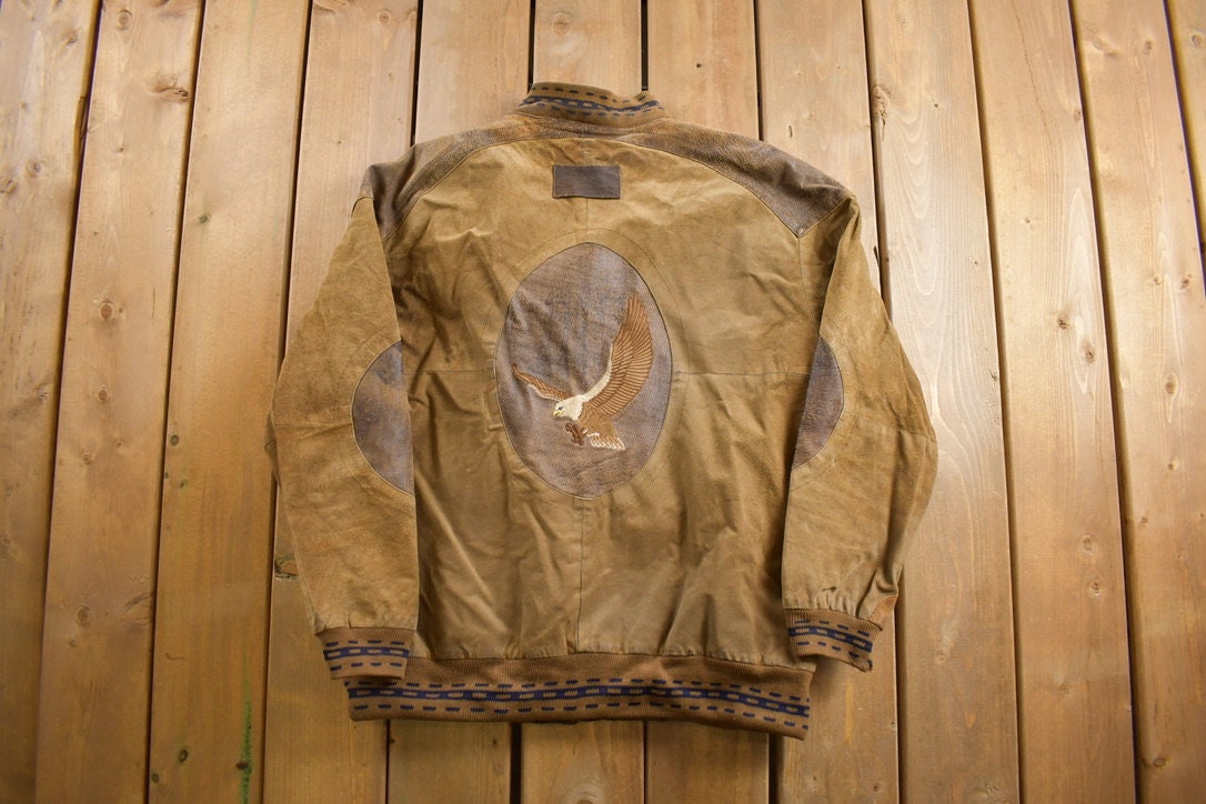 Vintage 1980s Suede Leather Embroidered Jacket