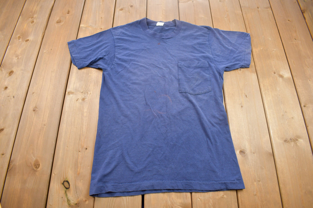 Vintage 1980s Blank Small Stains Pocket T Shirt