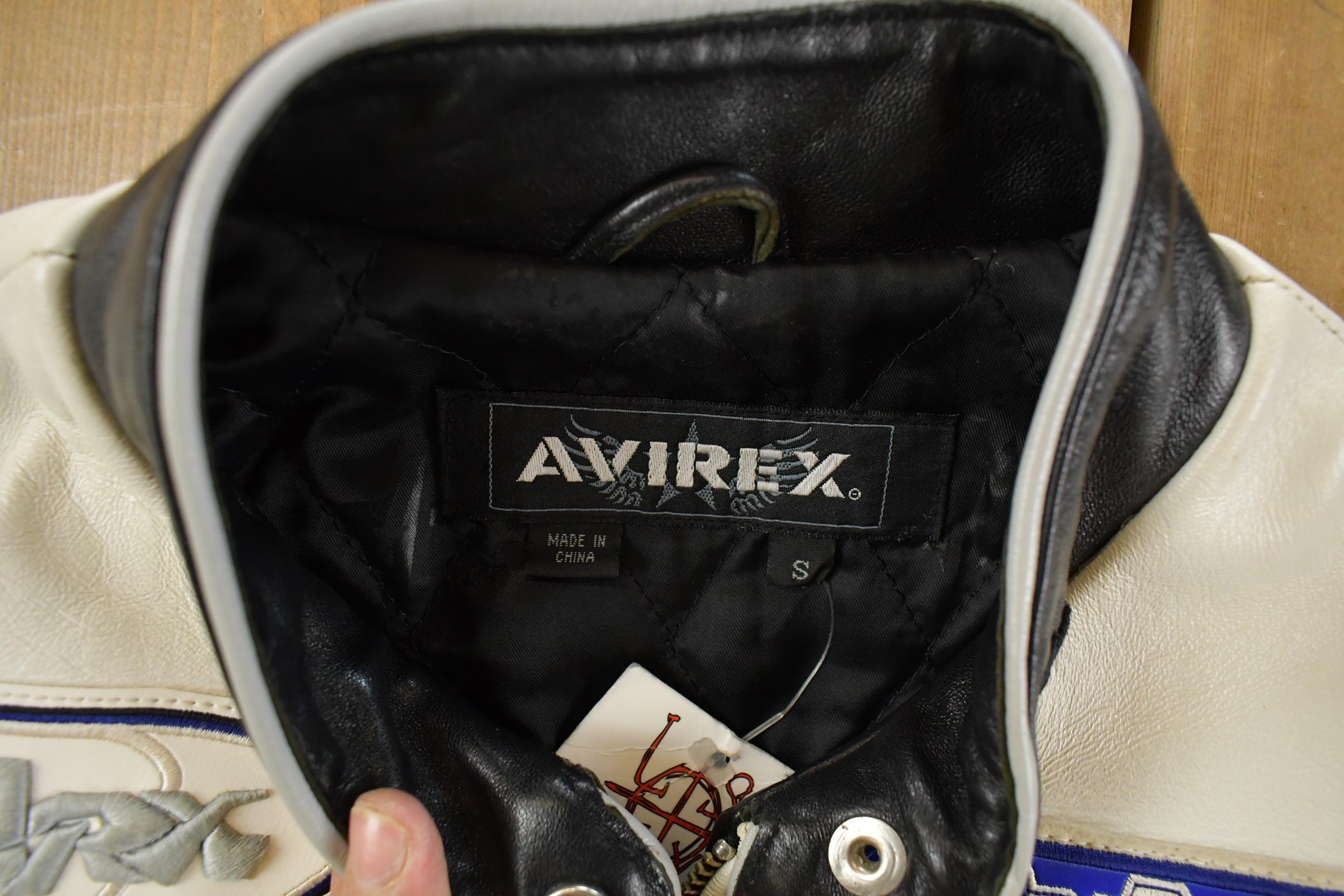 Vintage 1990s Avirex Racing Leather Varsity Jacket Women's S