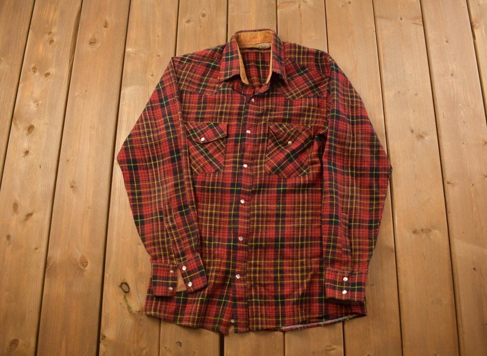 Vintage 1980s Lim's Shirts Plaid Flannel Button Up Shirt /