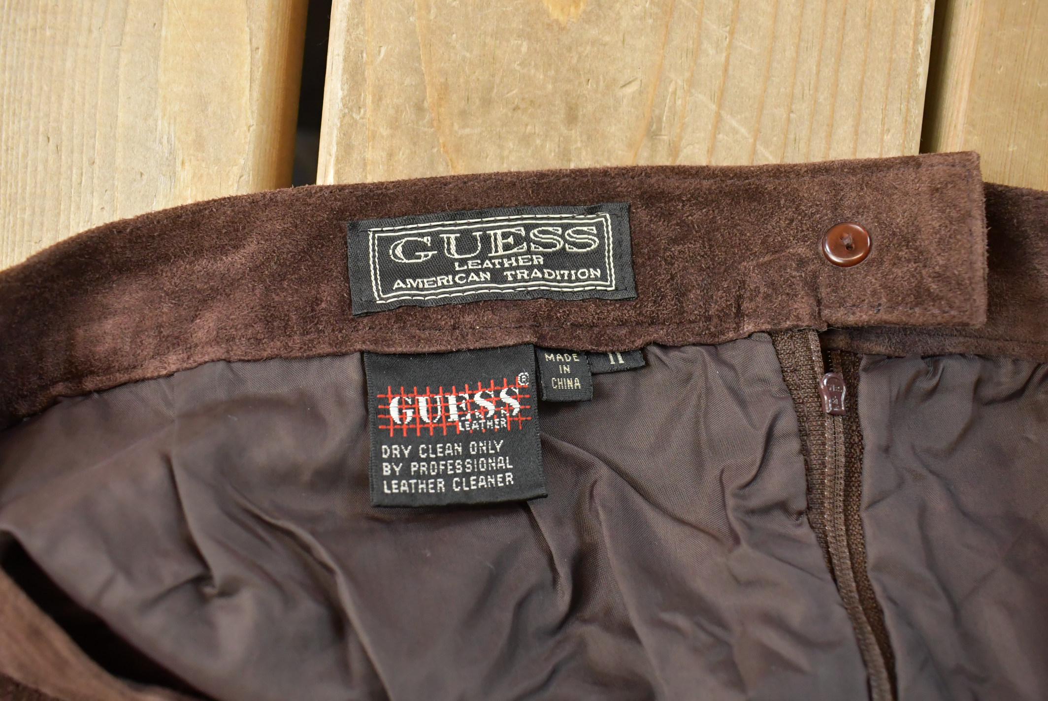 Vintage 1990s Guess Leather Suede Skirt Women's 1