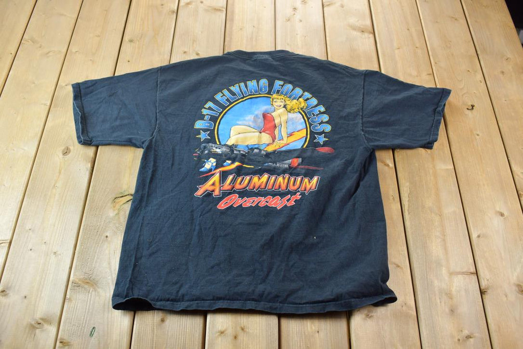 Vintage 1990s Single Stitch B-17 Flying Fortress Military Graphic T-Shirt