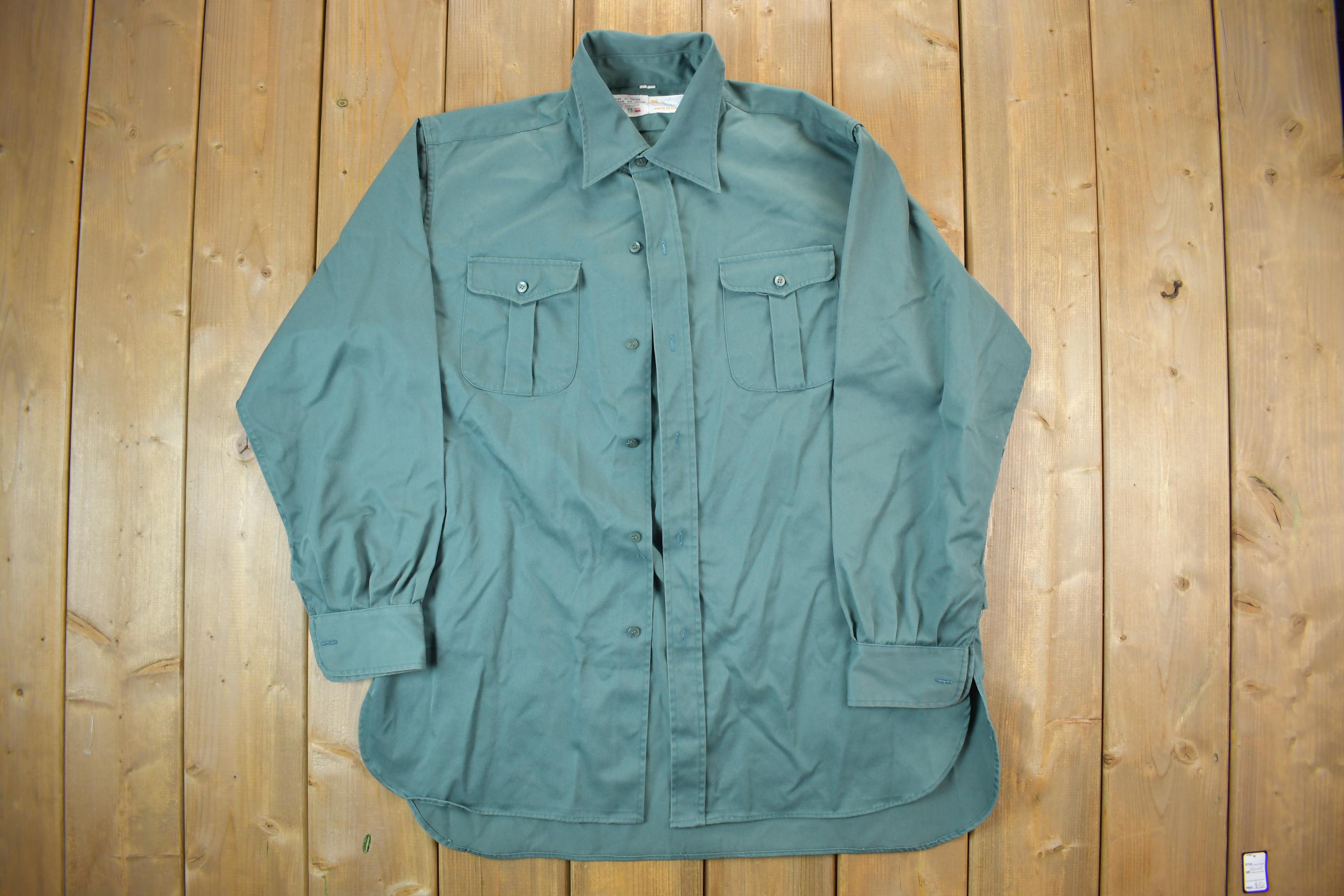 Vintage 1990s Blank Green Button Up Shirt