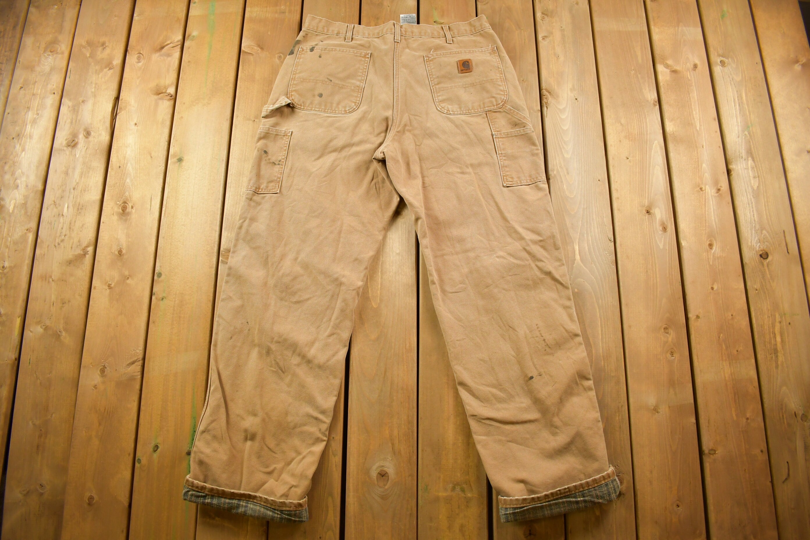 Vintage 1990s Carhartt Dungaree Fit Blanket Lined Work Pants Size 36 x 33