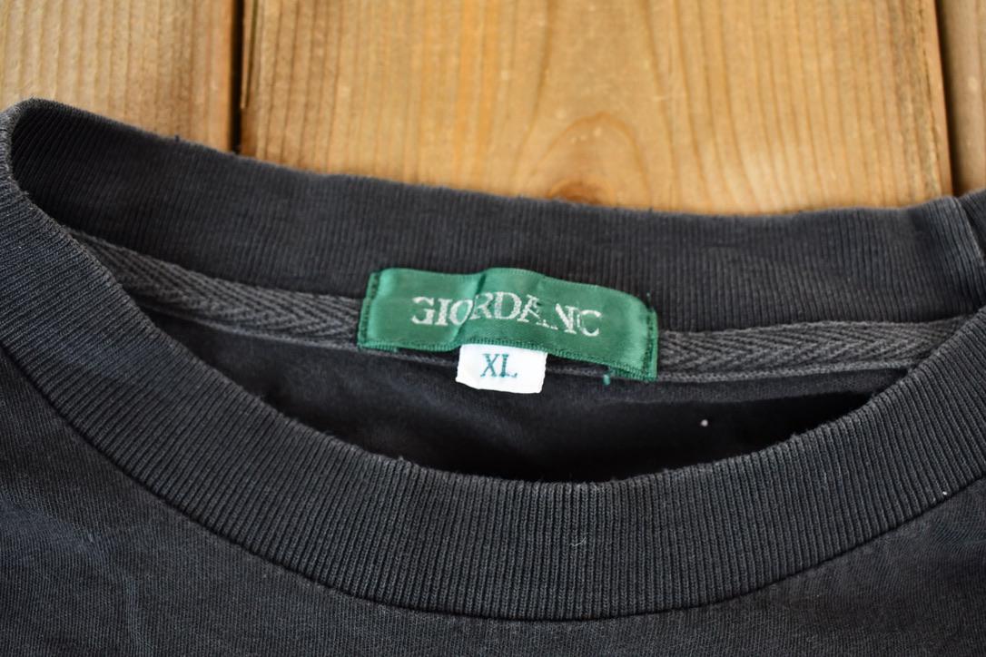 Vintage 1990s Giordano Classics Black Embroidered Logo T-Shirt
