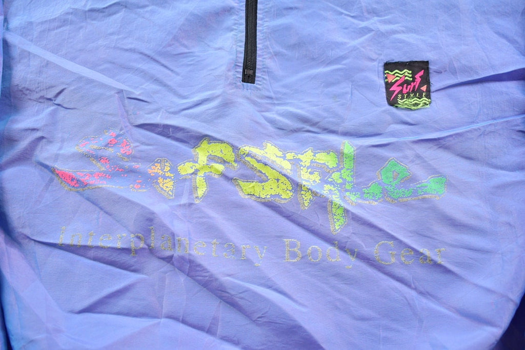 Vintage 1990s Surf Style Quarter Zip Pull Over Windbreaker Jacket