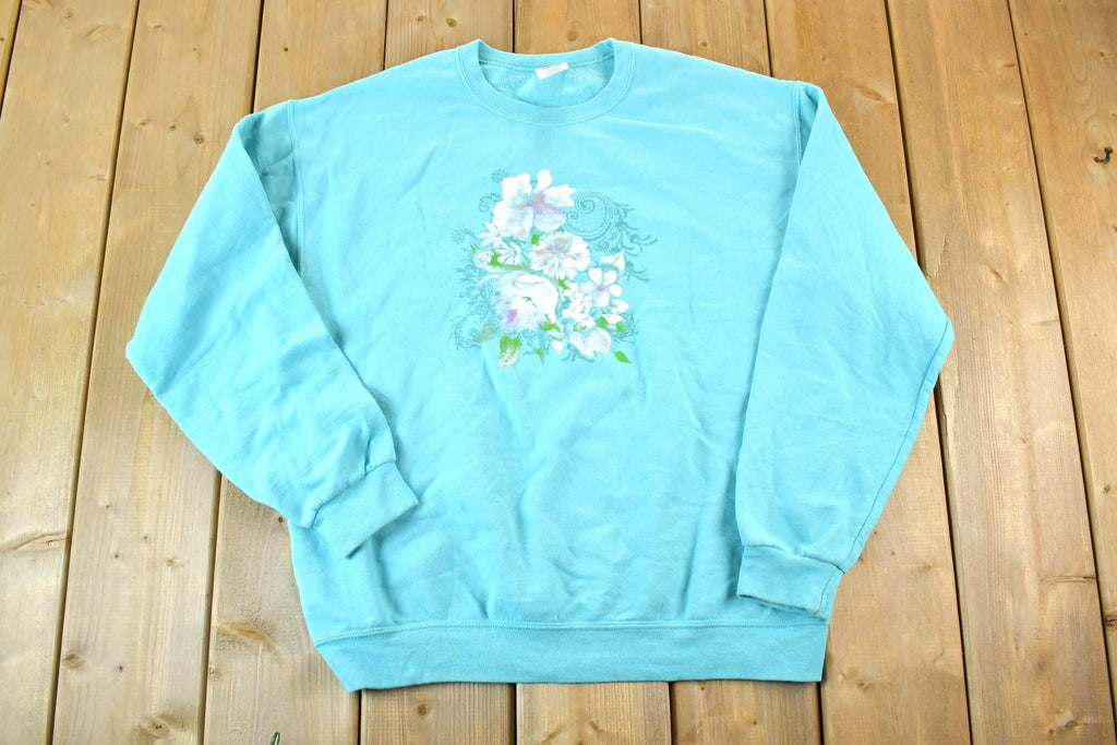 Vintage 1990s Cute Flowers Crewneck Sweater / 90s Crewneck / Grandma Sweater / Streetwear /