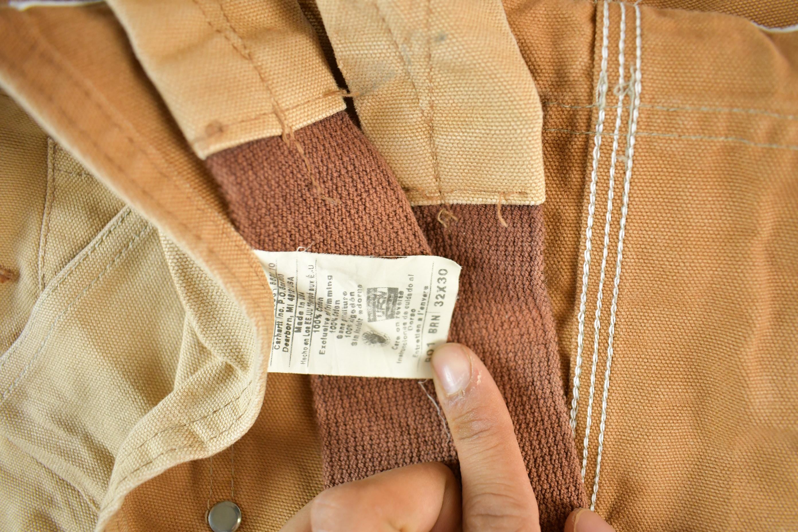 Vintage 1990s Carhartt Double Knee Canvas Overalls Men's Size 32 x 29