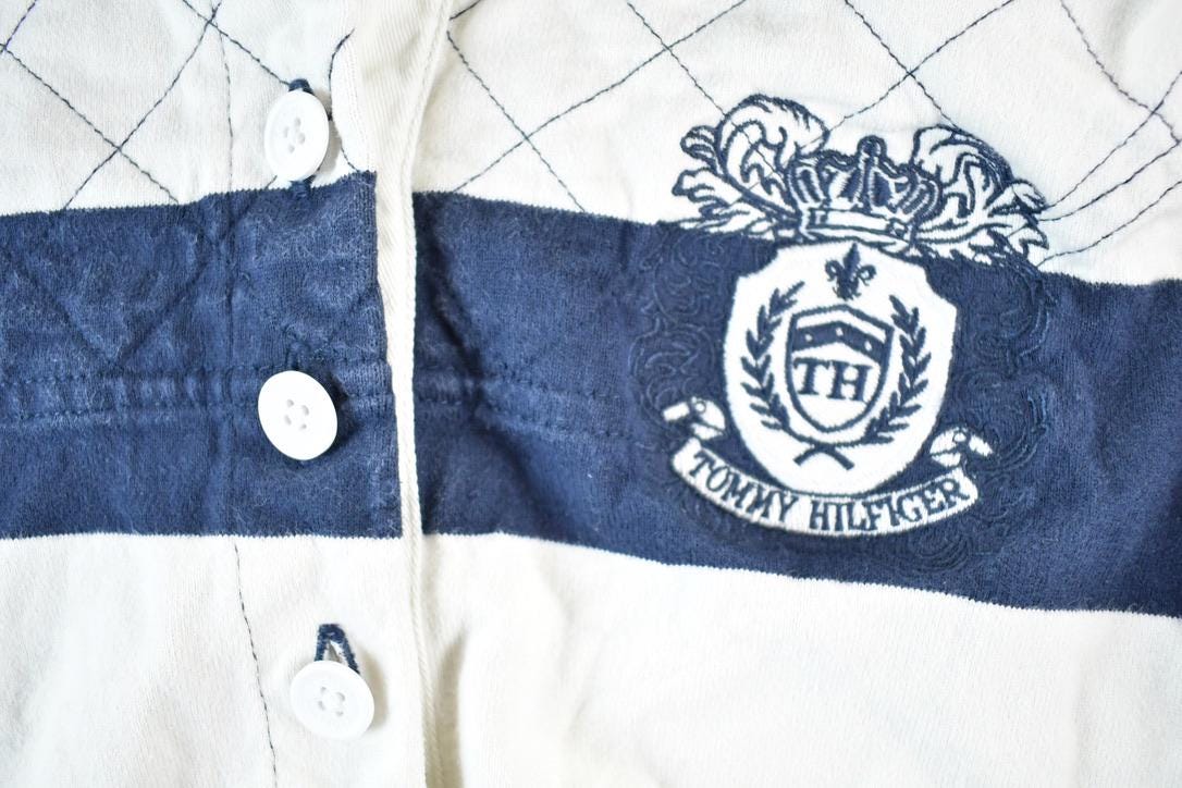 Vintage 1990s Tommy Hilfiger Striped Yachting Button Up Shirt Womens L