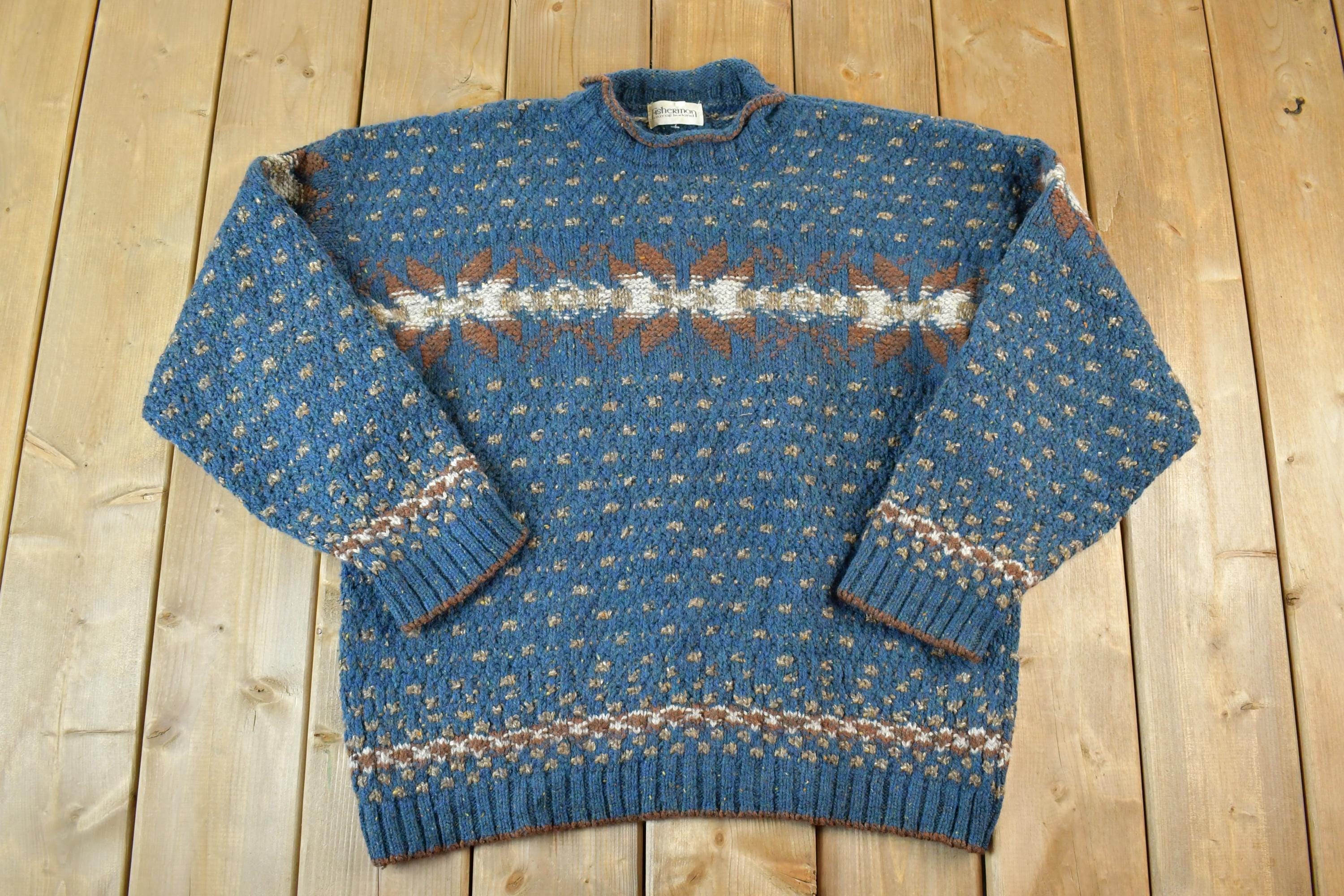 Vintage 1990s Fisherman Out Of Ireland Wool And Silk Knit Crewneck Sweater