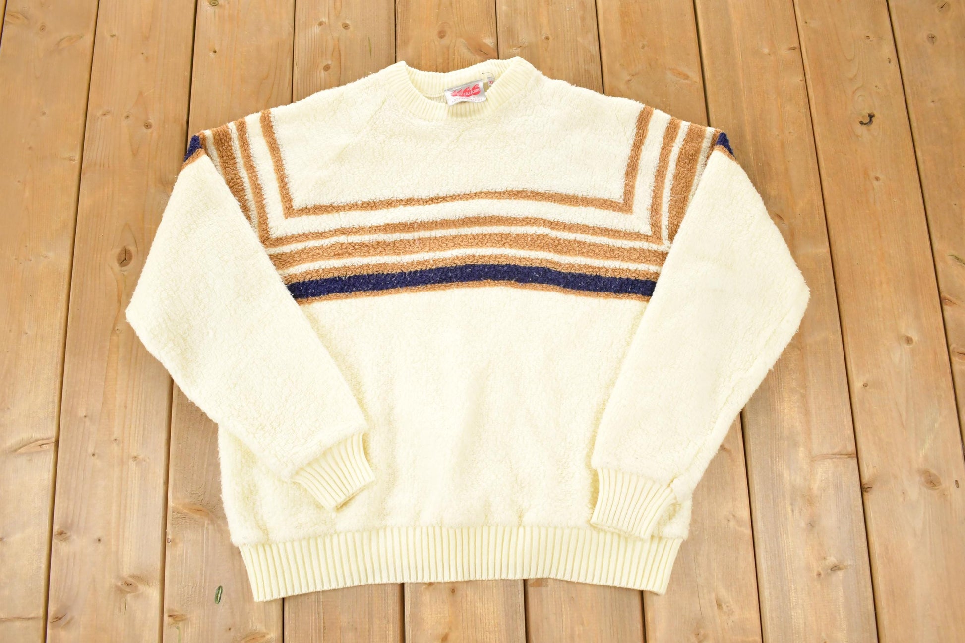 Vintage 1980s 1166 Collection Knit Abstract Pattern Crewneck Sweater Mens L