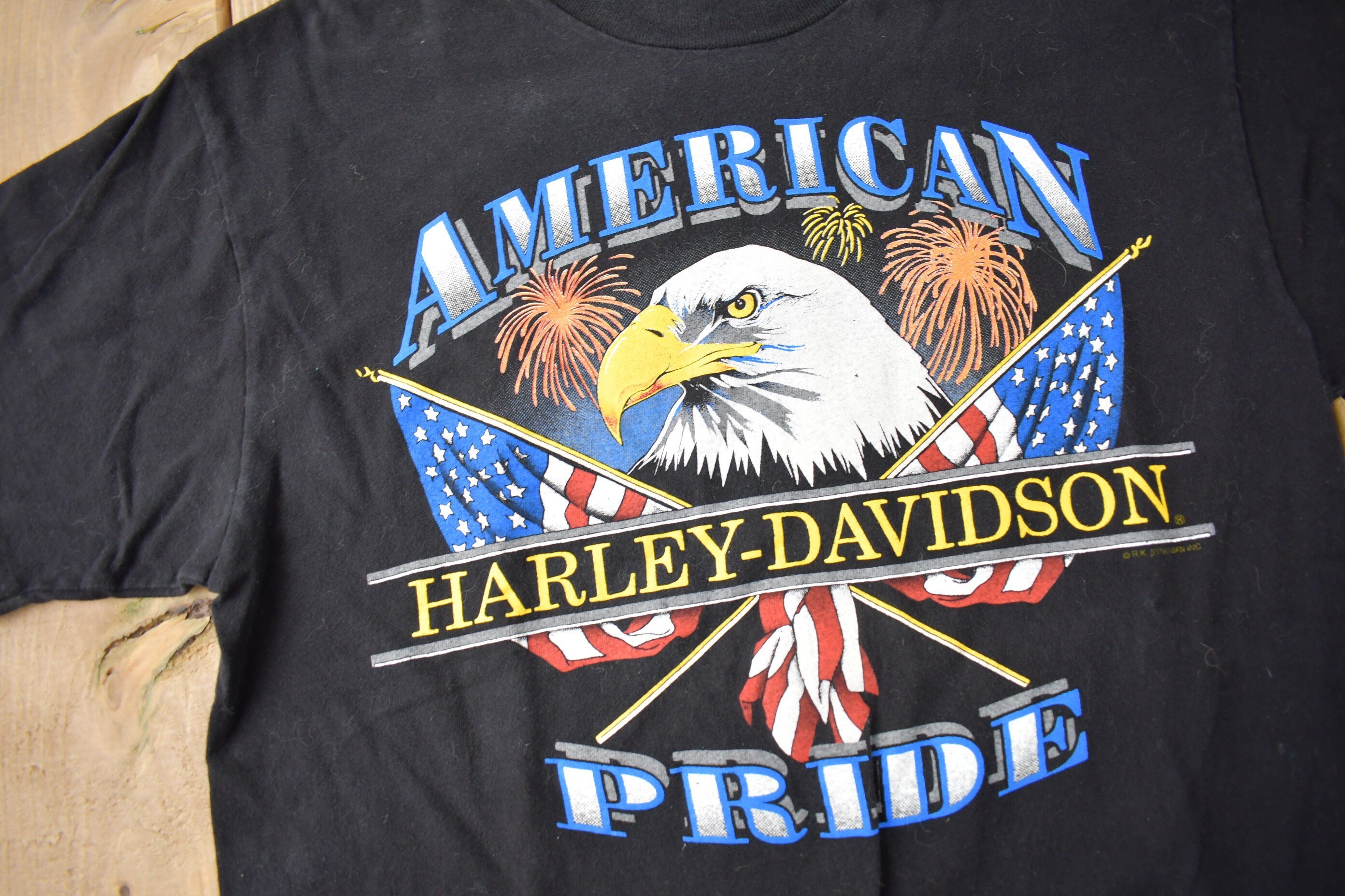Vintage 1990s American Pride Harley Davidson Hong Kong Single Stitch Graphic T-Shirt Made In USA