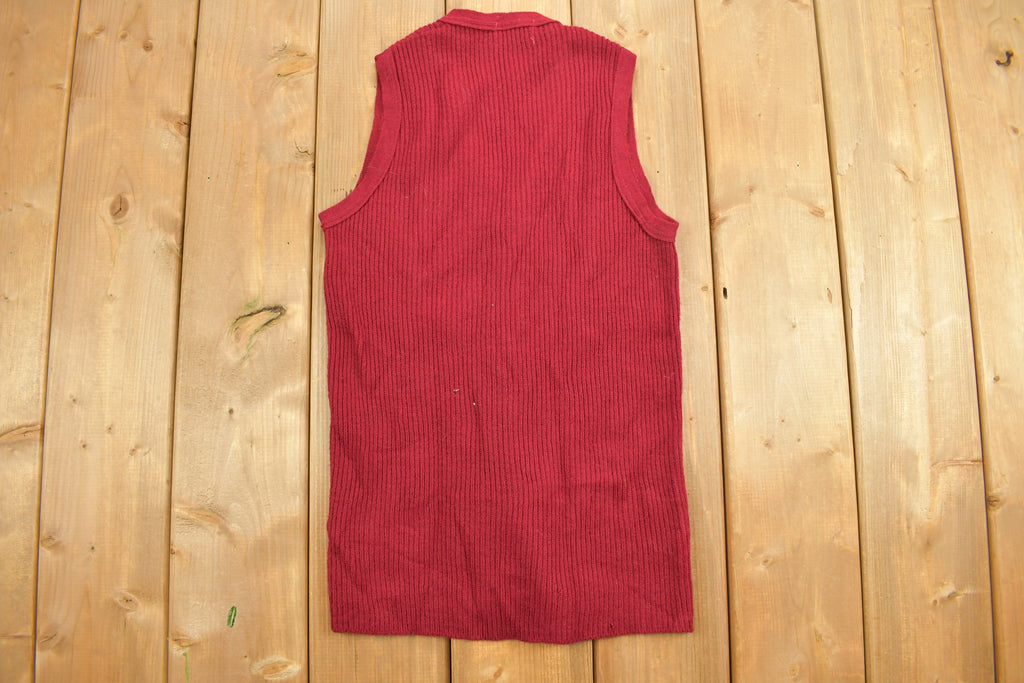 Vintage 1980s Burgundy Knit Button Up Vest