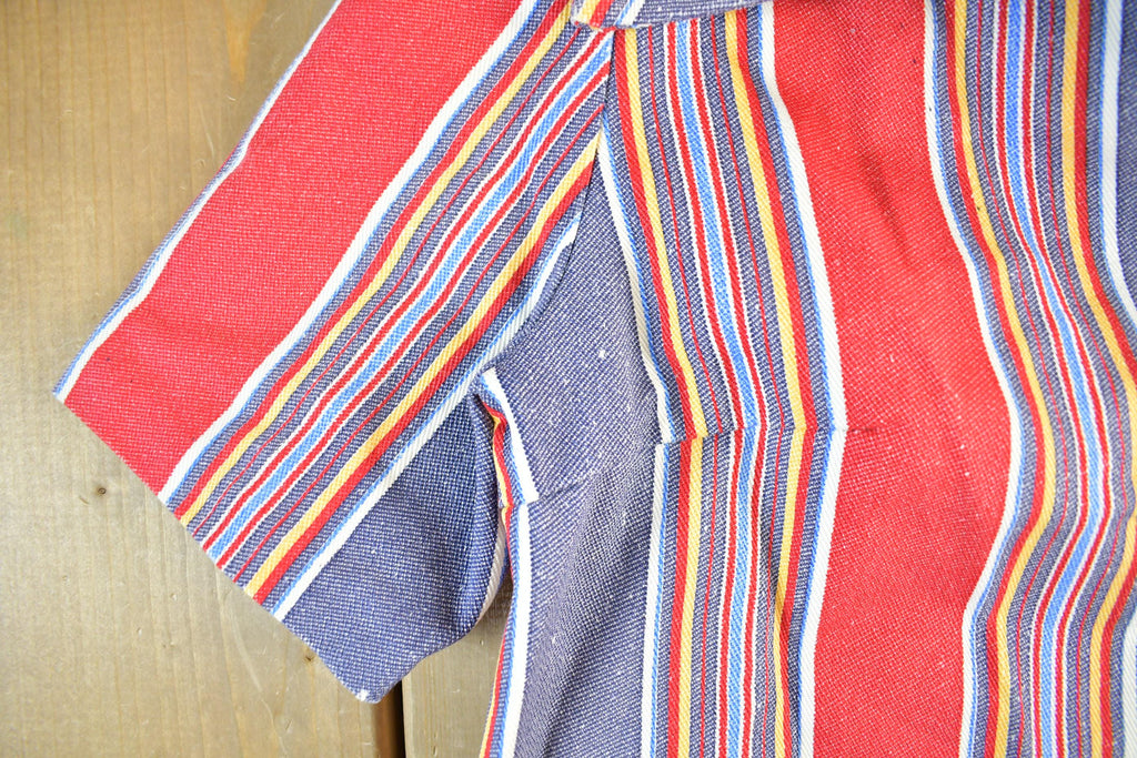 Vintage 1970s Striped Disco Collar Shirt Adult Small