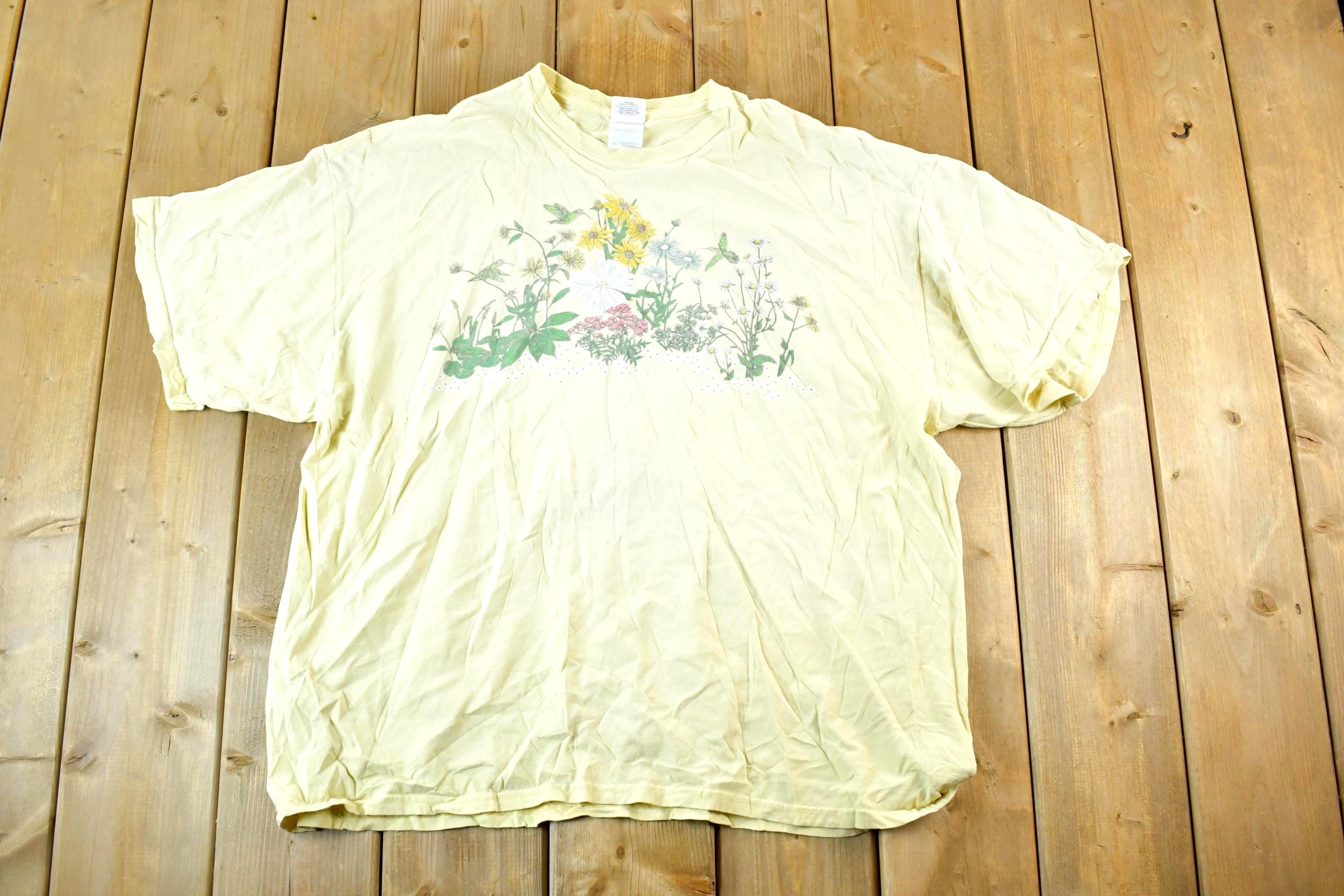 Vintage 1990s Souvenir Hummingbird Floral T-Shirt Women's XL