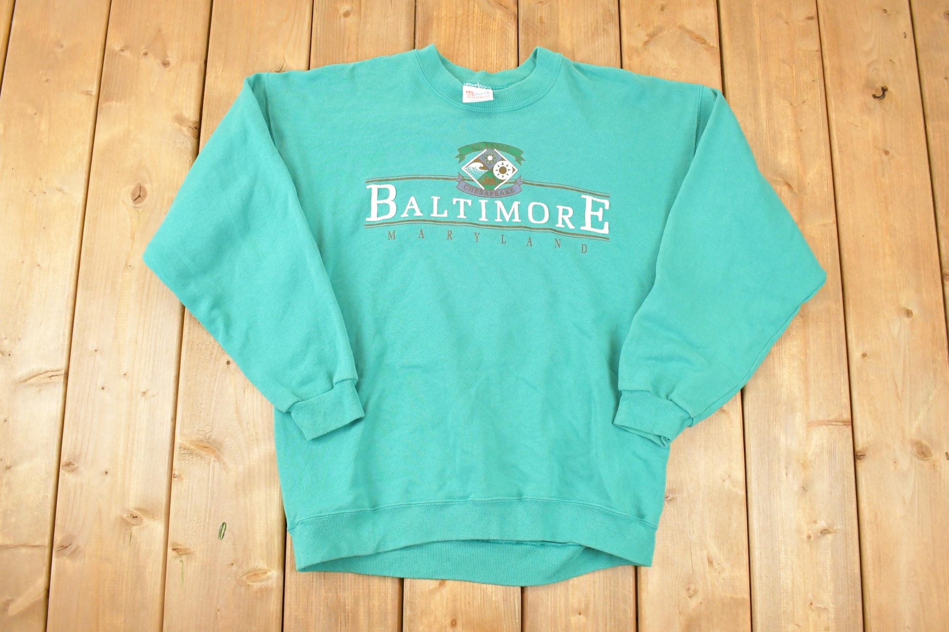 Vintage 1990s Baltimore Maryland Graphic Print Crewneck Sweatshirt Mens L