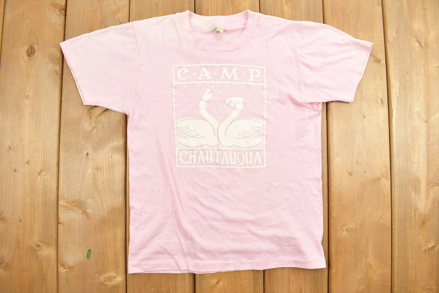 Vintage 1980s Camp Chautauqua Pink Youth Souvenir T Shirt / Rare Vintage / Vacation Tee / Travel T Shirt / Made in USA / Single Stitch