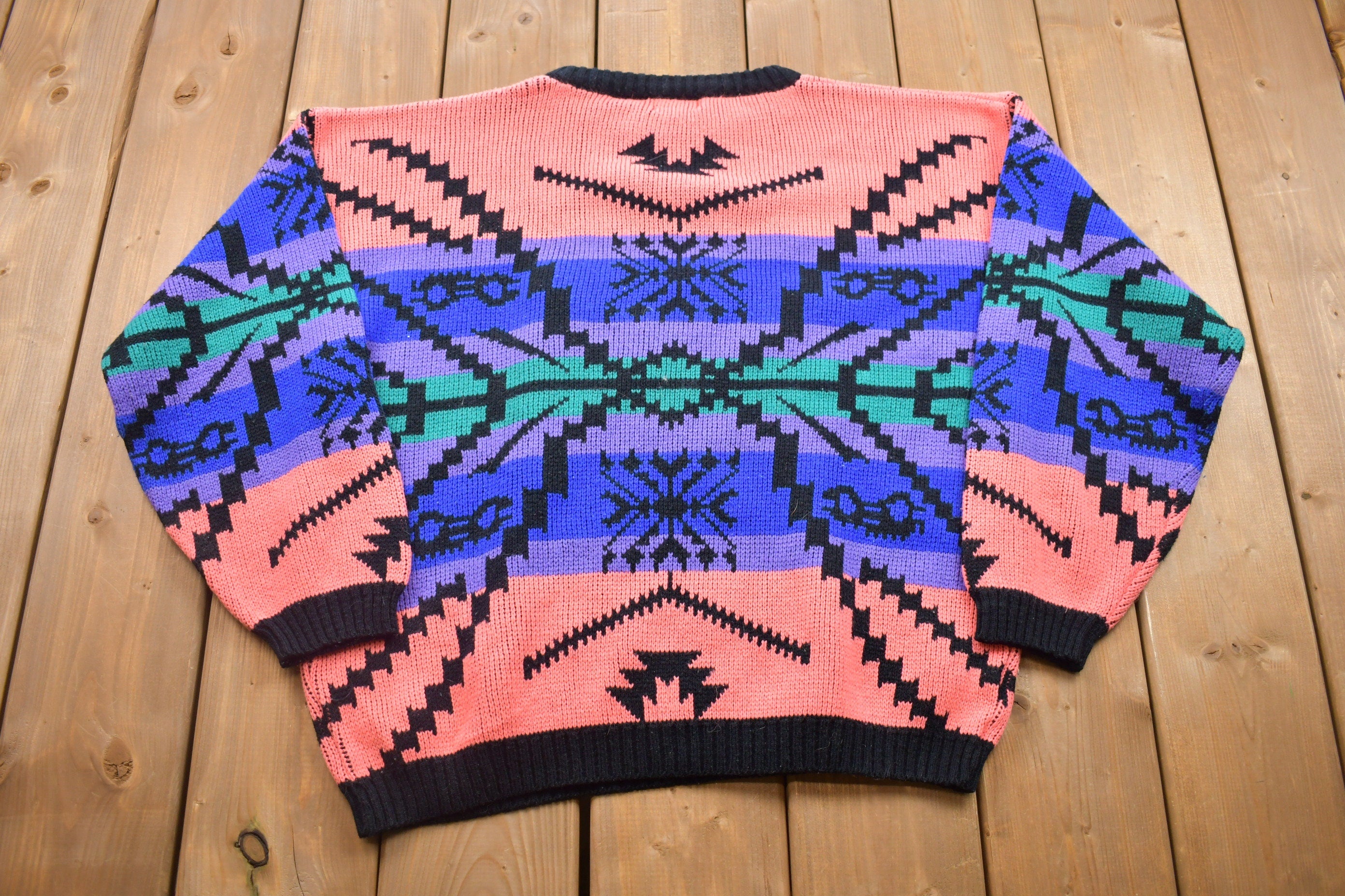 Vintage 1990s B.E-Z Colorful Knitted Crewneck Sweater