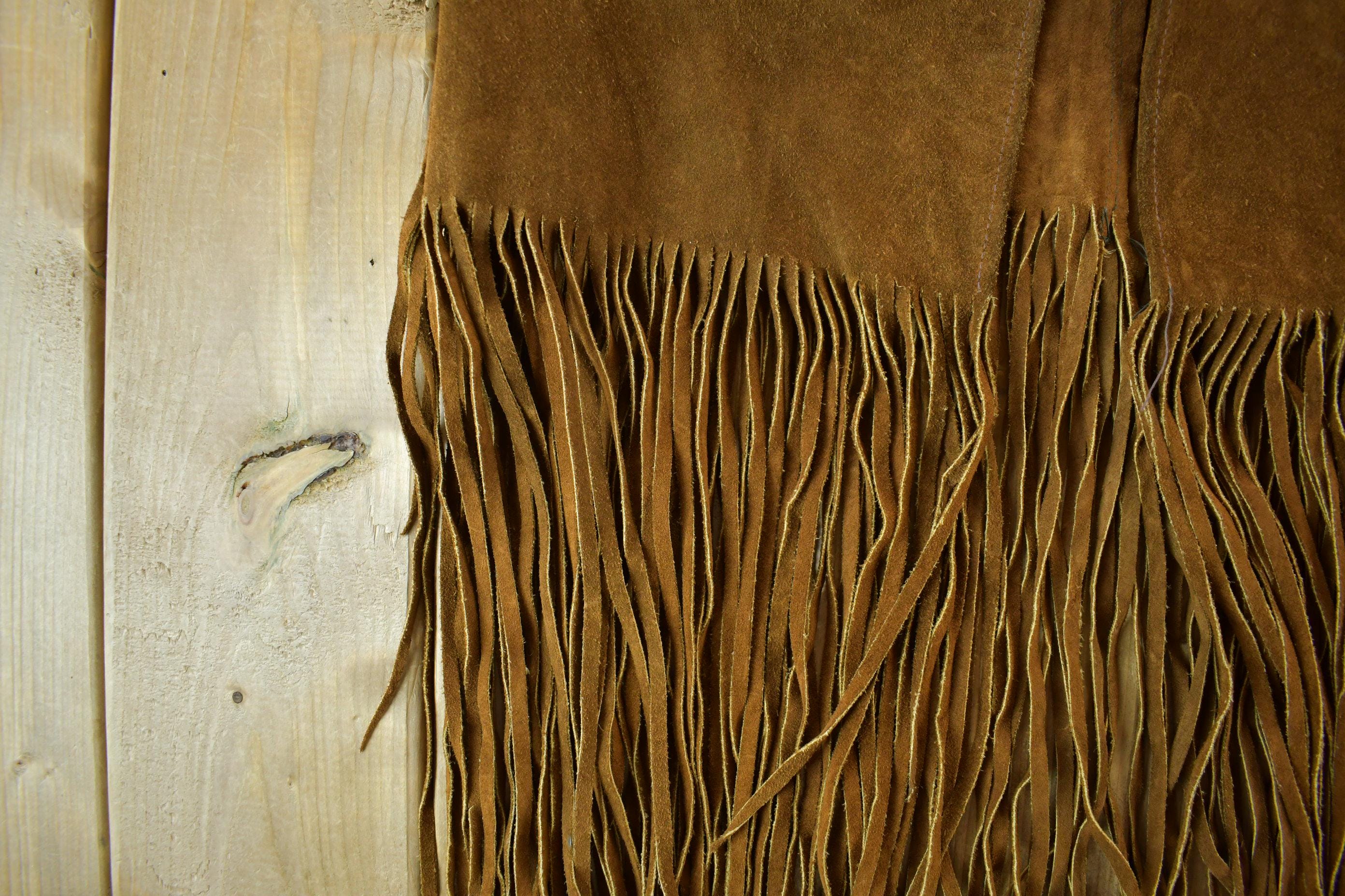 Vintage 1960s Genuine Leather Western Fringe Vest Jacket
