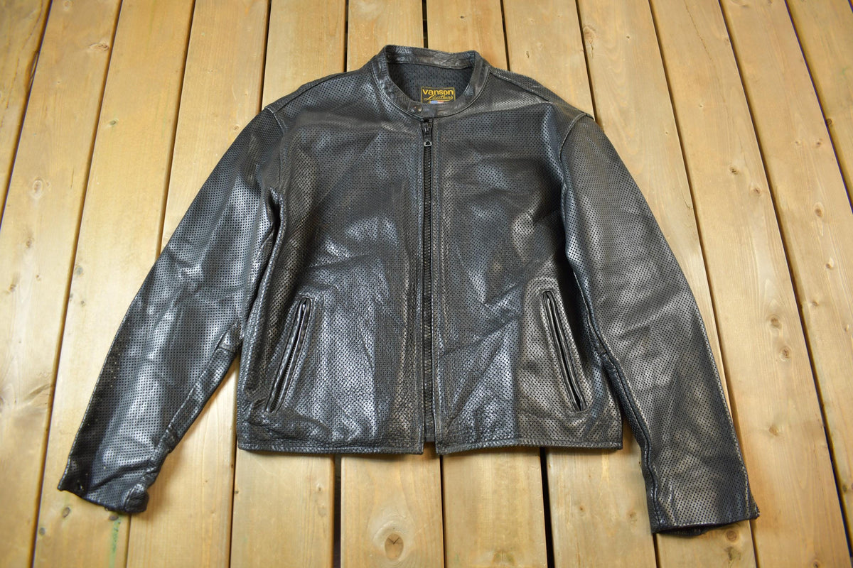 Vintage 1990s Vanson Leathers Genuine Leather Biker Jacket