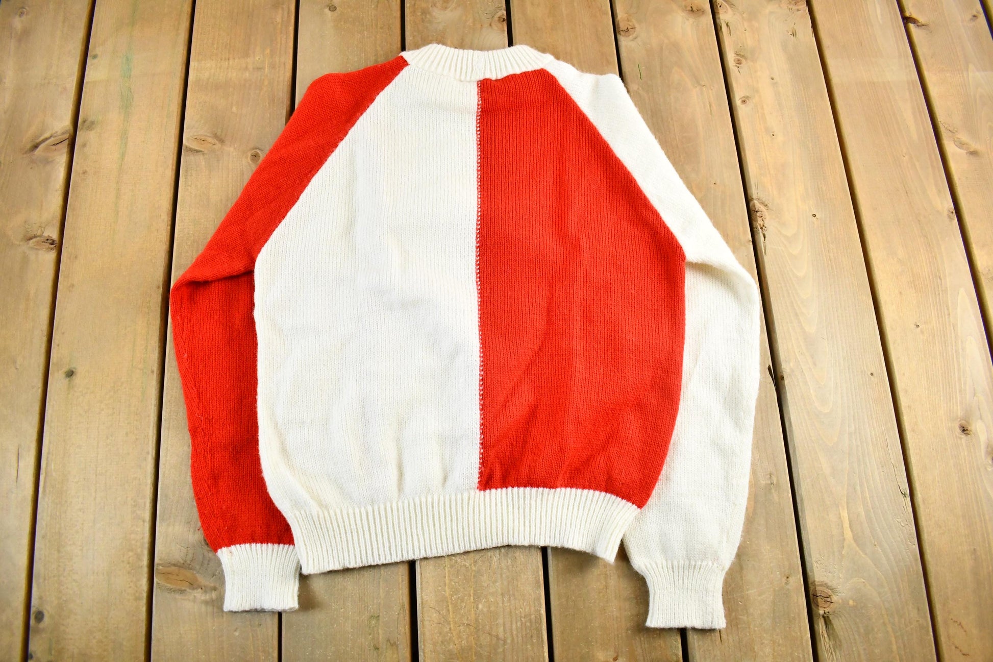 Vintage 1980s Abstract Pattern Knit Crewneck Sweater Men's Small