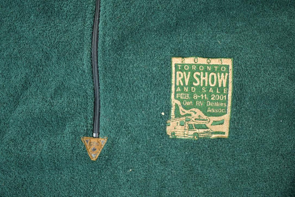 Vintage 2001 Toronto RV Show Quarter Zip Suede Patch Fleece Sweater