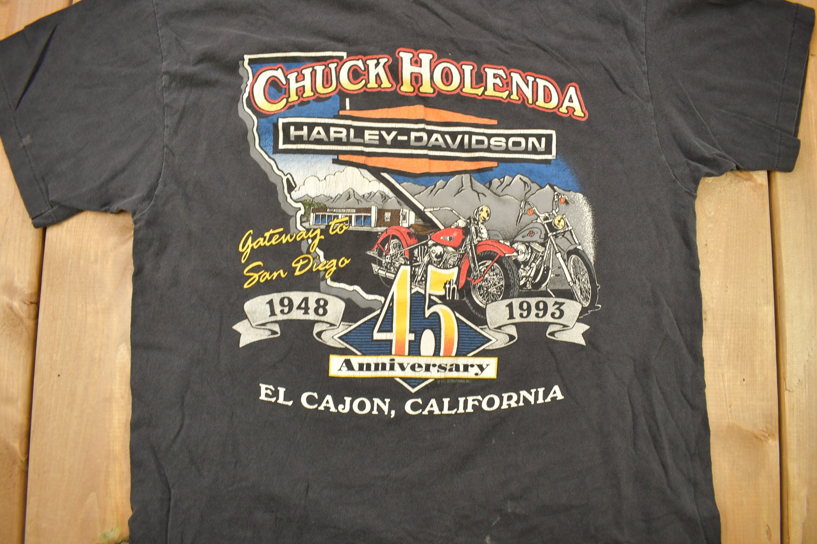 Vintage 1998 Chuck Holenda Harley Davidson El Cajon California T-Shirt