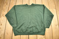 Vintage 1980s Fruit Of The Loom Blank Green Raglan Crewneck Sweatshirt