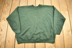 Vintage 1980s Fruit Of The Loom Blank Green Raglan Crewneck Sweatshirt