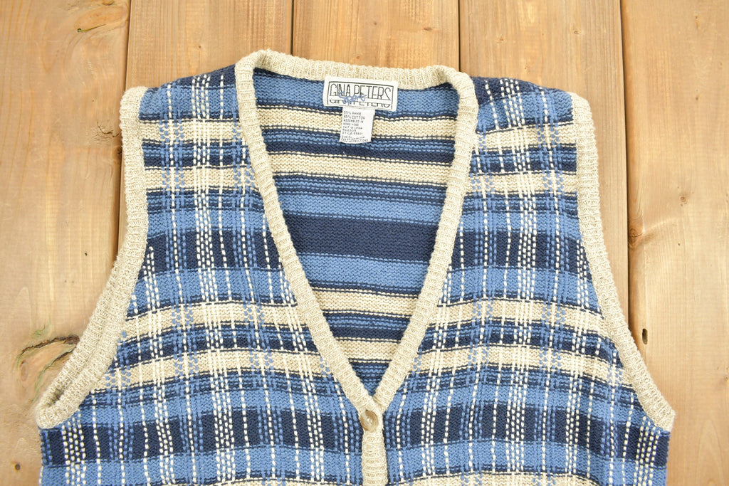 Vintage 1990s Gina Peters Knit Cardigan Sweater Vest