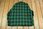Vintage 1960s 1970s Wool Flannel Zip Up Shirt Jacket Men's XL
