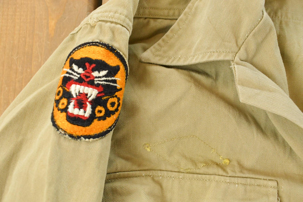 Vintage 1940s WW2 Tank Destroyer Unit Button Up Officer Shirt Men's Medium