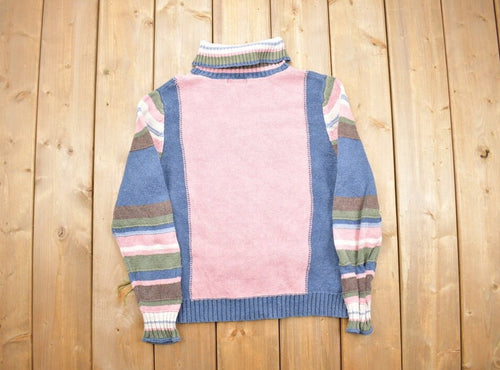 Vintage 1990s Christopher and Banks Knitted Turtleneck Sweater / Vintage 90s Turtleneck / Colorful / Abstract Pattern