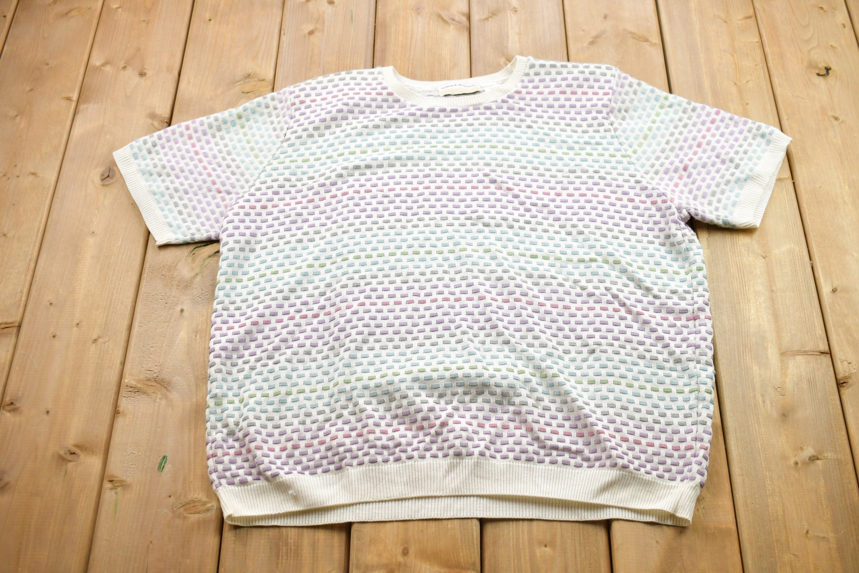 Vintage 1990s Knitted Short Sleeve Crewneck Sweater