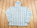 Vintage 1990s Earth Ragz Hooded Pullover Striped Knit Poncho Blanket Hoodie  90s  Vintage Sweater  Earth Rug  90s Mexican Poncho