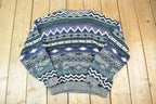 Vintage 1990s Michael Gerald Knit Abstract Pattern Crewneck Sweater Made In 90s Crewneck