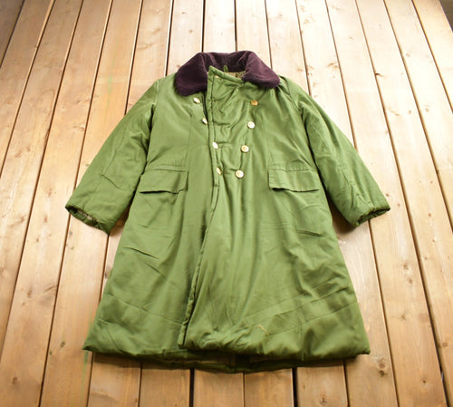 Vintage 1980s Military Winter Lined Button Up Army Jacket