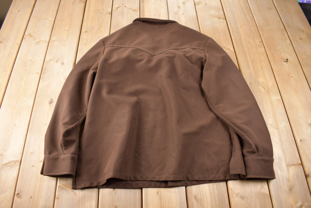 Vintage 1970s Levi's Western Style Brown Button Up Shirt Made in USA Size XL