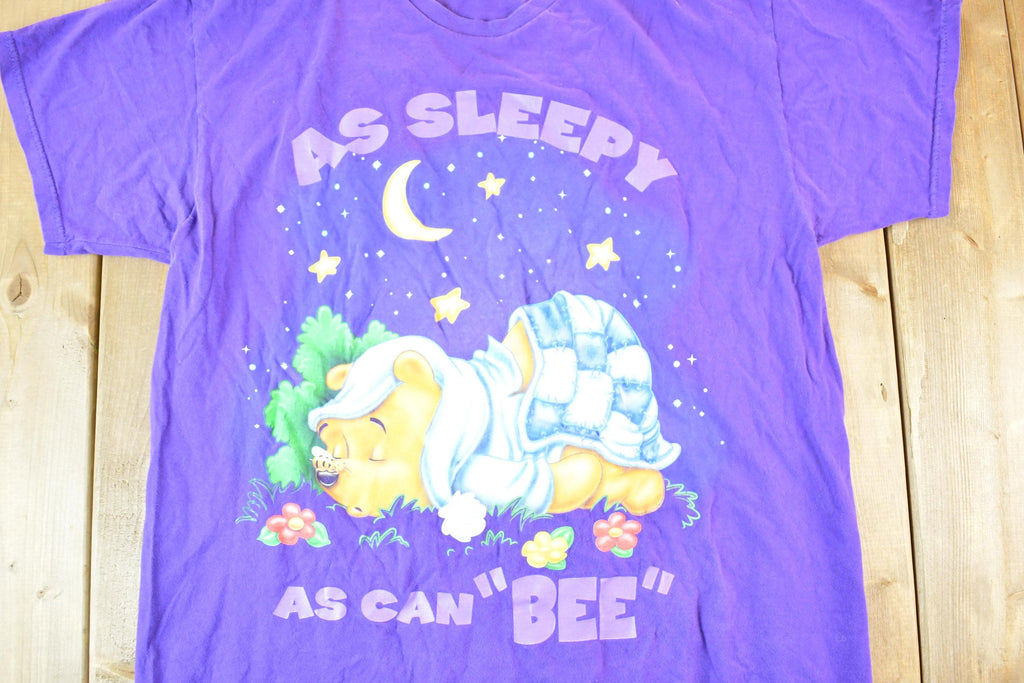 Vintage 1990s Pooh Bear As Sleepy As Can Be Disney Cartoon Promo T-Shirt Women's XL