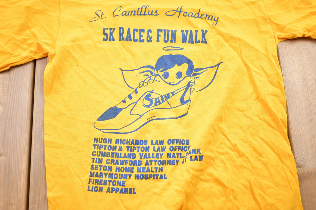 Vintage 1990s Russell Athletic 5K Race Shoe Graphic T-Shirt