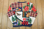Vintage 1991 The Eagles Eye Hand Knit Button Up Knit Christmas Sweater