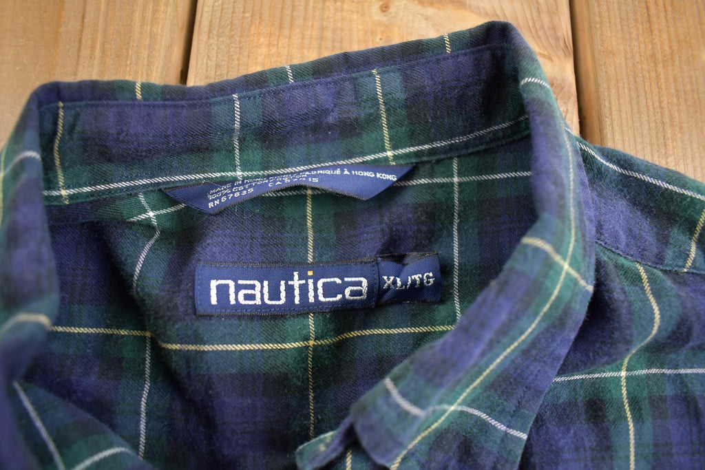 Vintage 1990s Nautica Plaid Blank Button Up Shirt