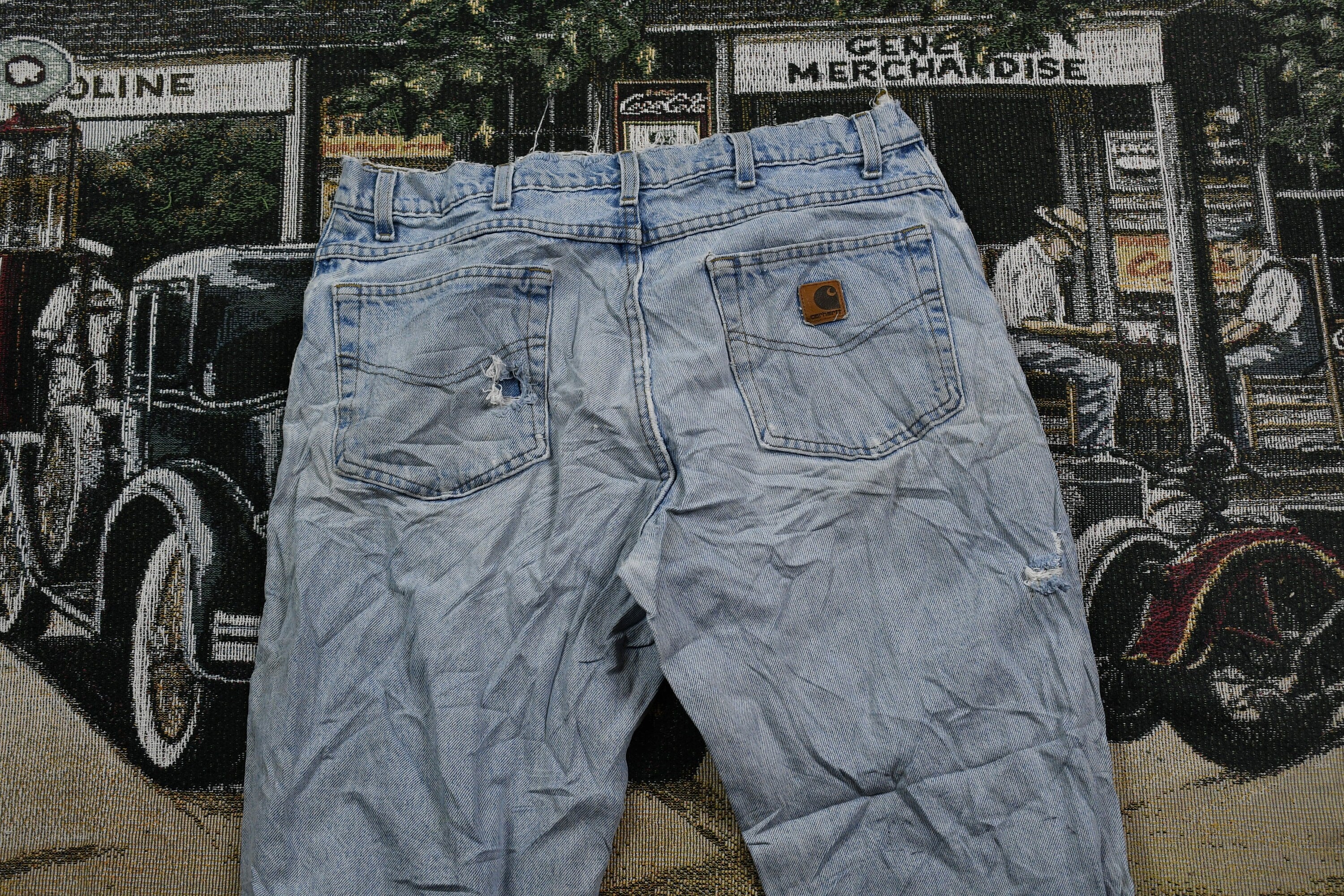 Vintage 1990s Carhartt Distressed Light Wash Jeans Size 34 x 30